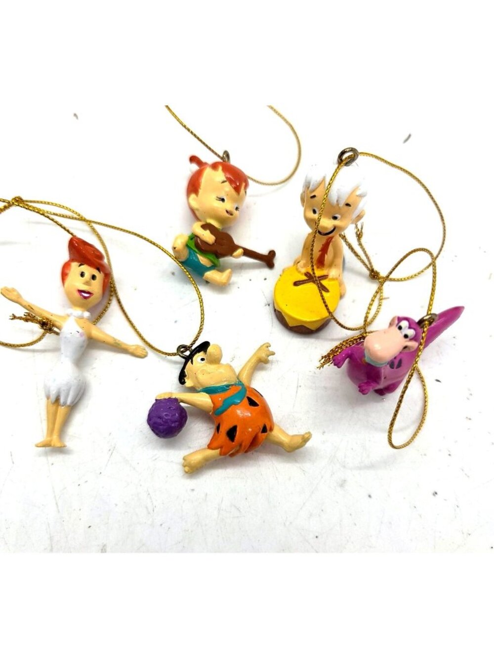 The Flintstones Character Christmas Ornament Set Fred Wilma Pebbles Dino Bam Bam